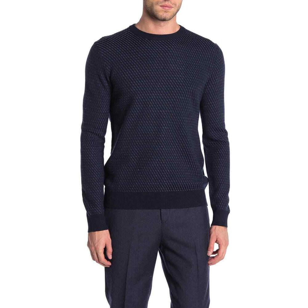 Toscano Crew Neck Printed Pullover Size L - Midnight Navy